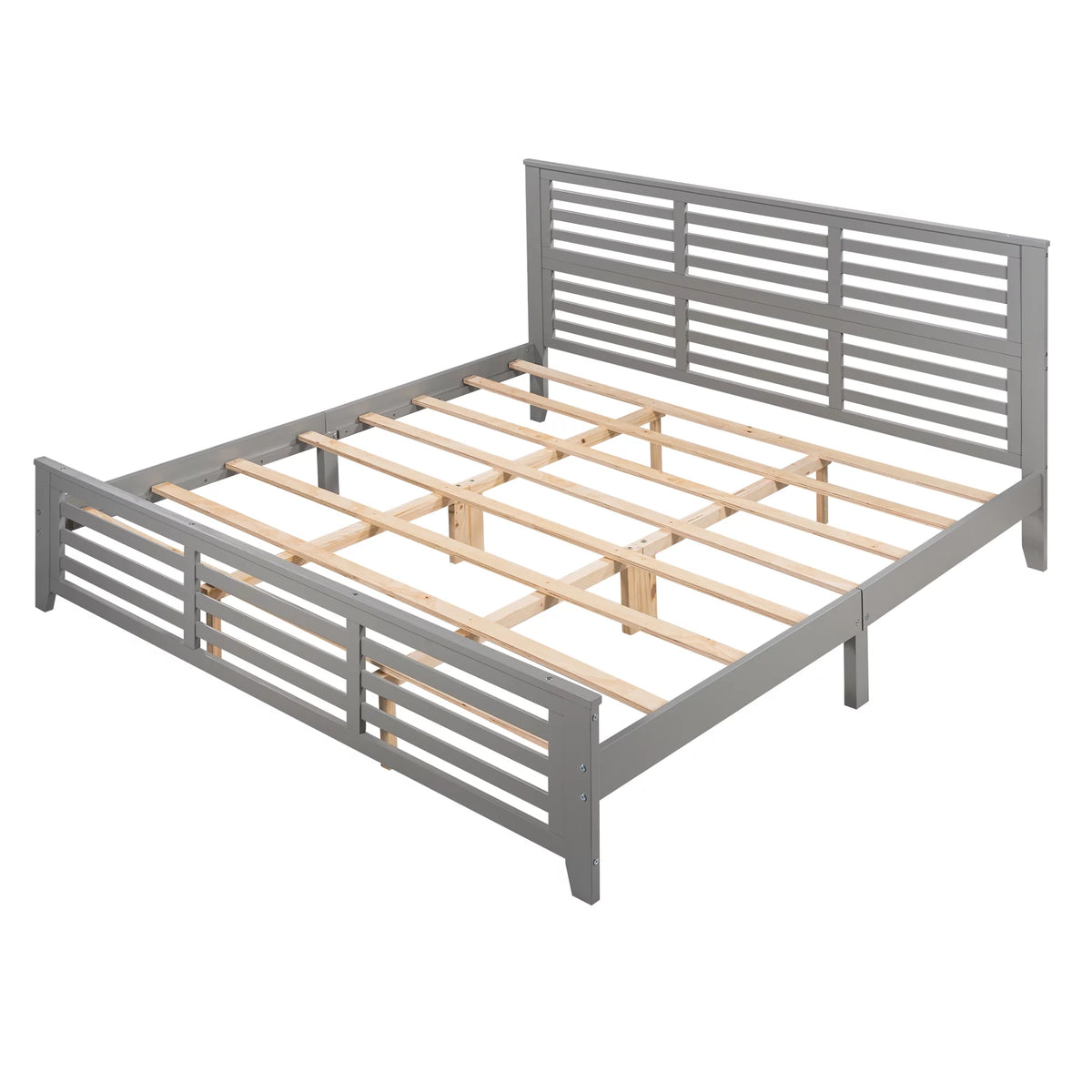 King Size Wood Platform Bed Frame with Headboard C2272