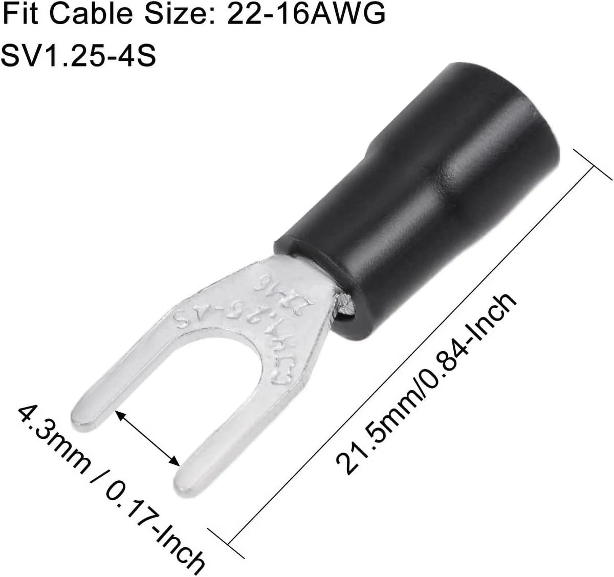 200Pcs Insulated Fork Spade Wire Connector Electrical Crimp Terminal 22-16AWG H287747