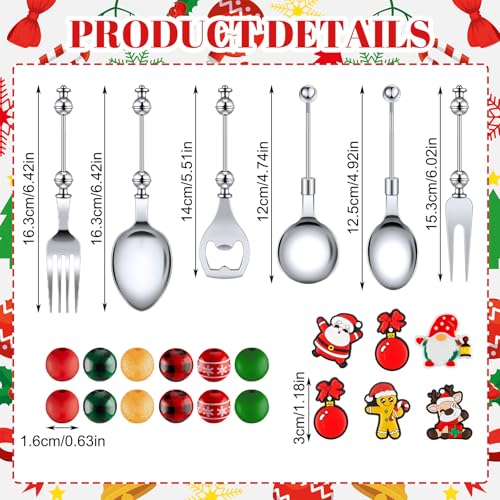 12 Sets Beadable Spoon Fork Set Christmas Kitchen Utensils W490806