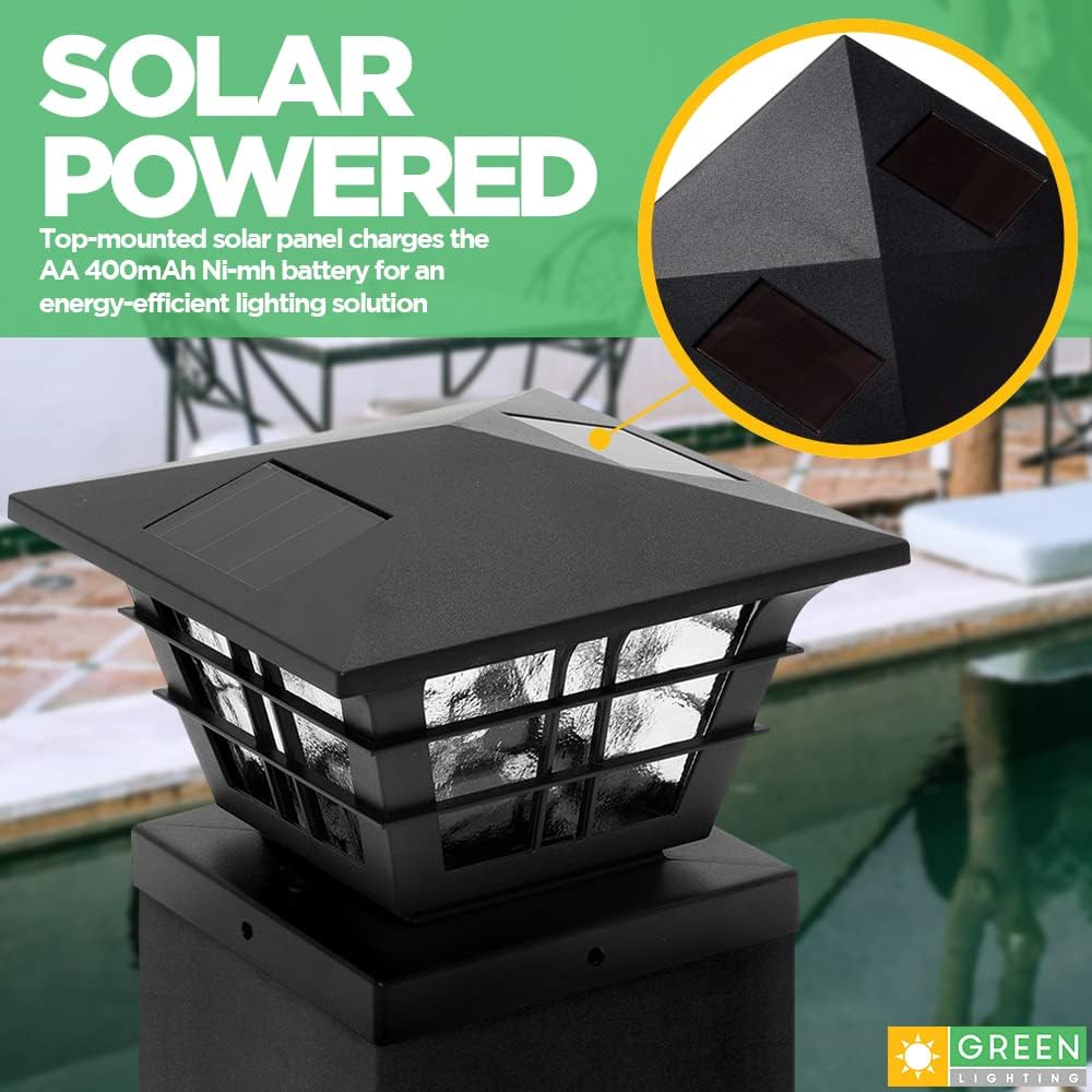 12 Pack Solar Powered Post Cap Light with 4x4 Base Adapter U4878