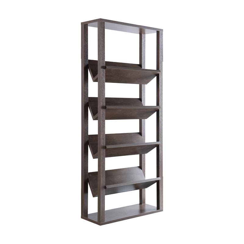Walnut Wood 5-Shelf Etagere Bookcase F386000