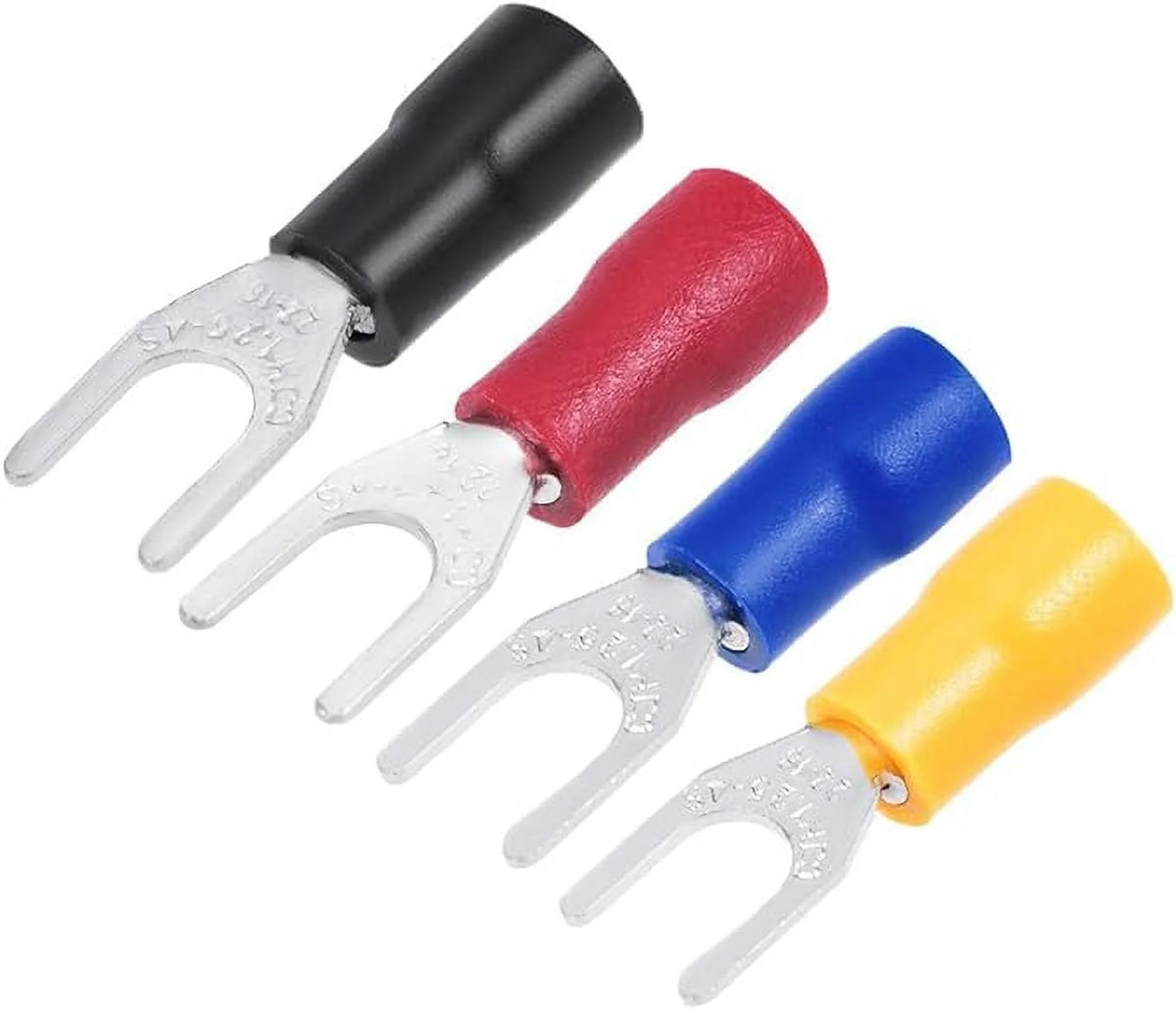 200Pcs Insulated Fork Spade Wire Connector Electrical Crimp Terminal 22-16AWG H287747