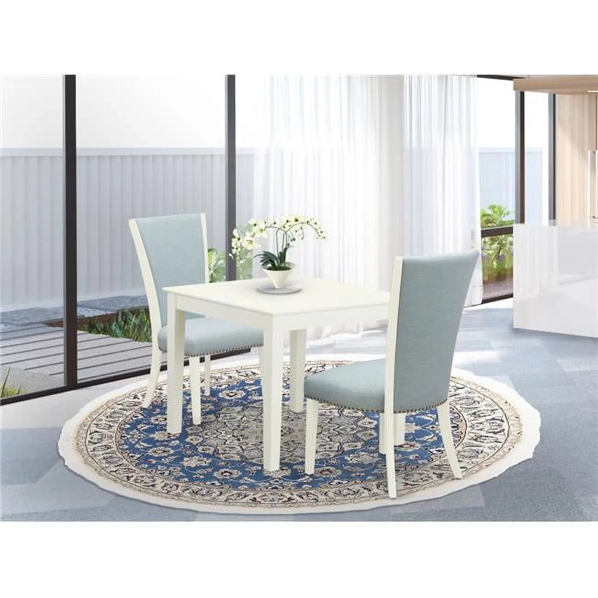 Linen White & Baby Blue Dining Table Set S761868