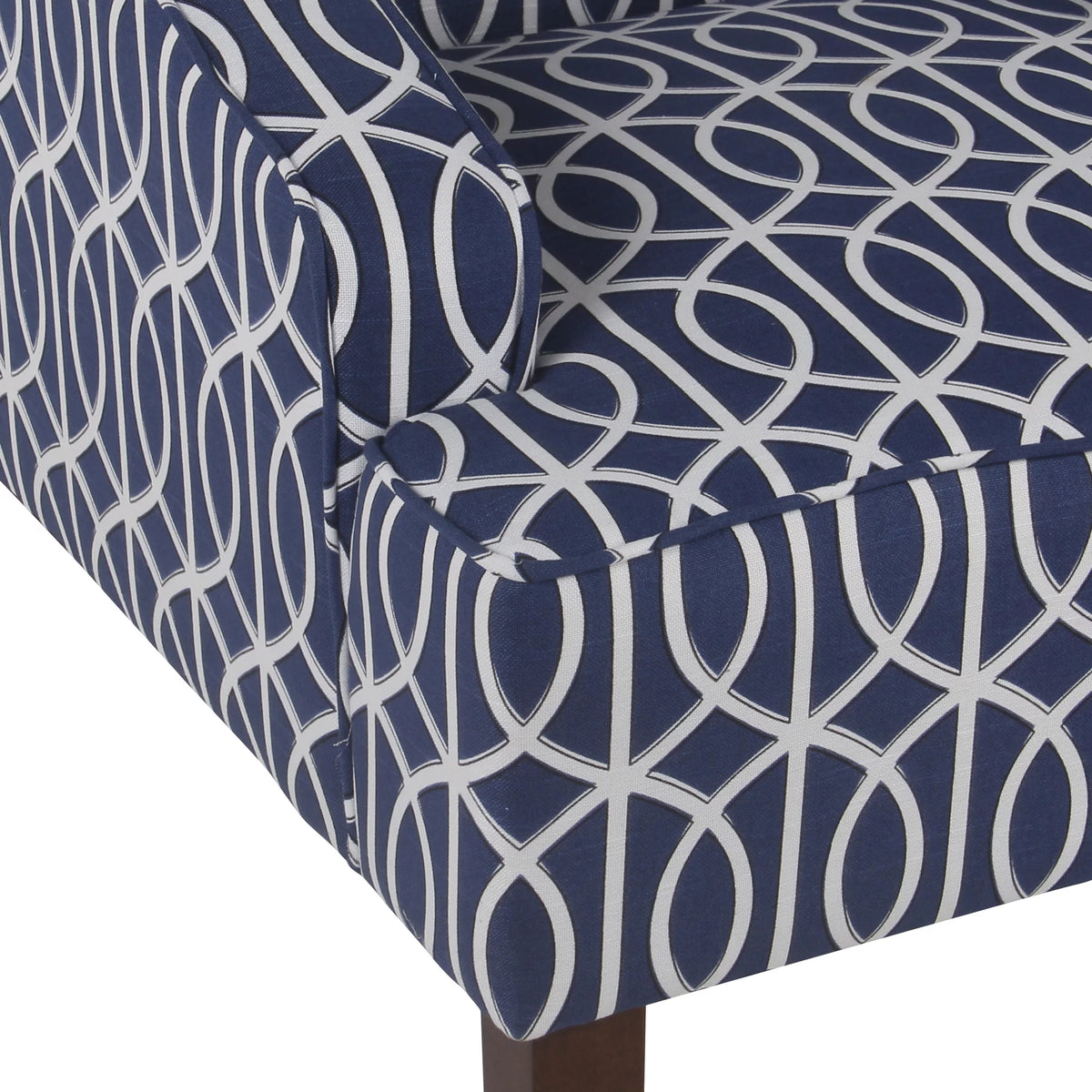 Cream and Blue Geometric Accent Armchair A583