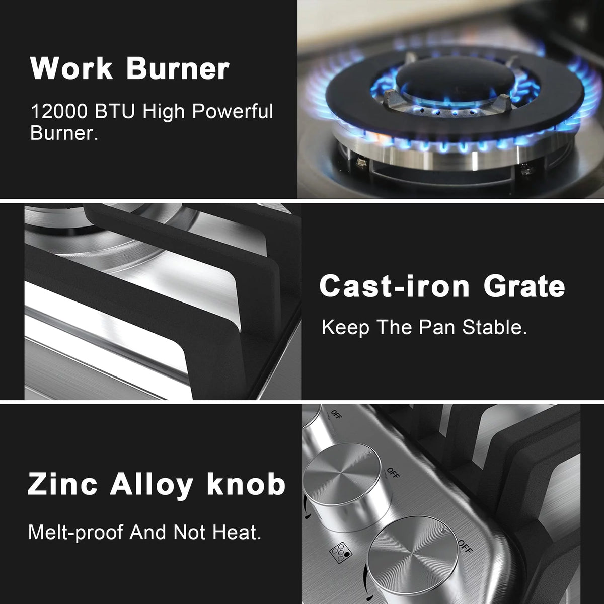 23 inch 4 Burner Stainless Steel Gas Cooktop I40050