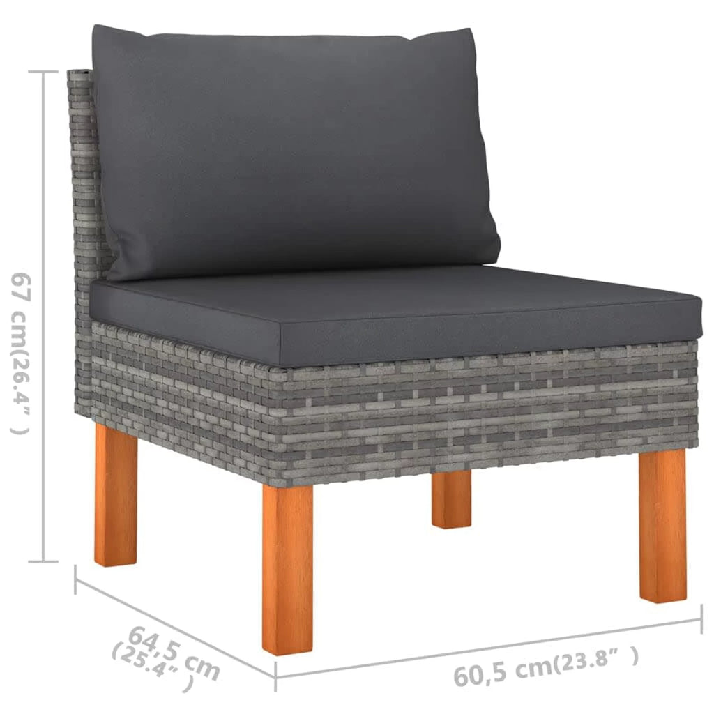 6 Piece Patio Set with Cushions Poly Rattan Gray R946840
