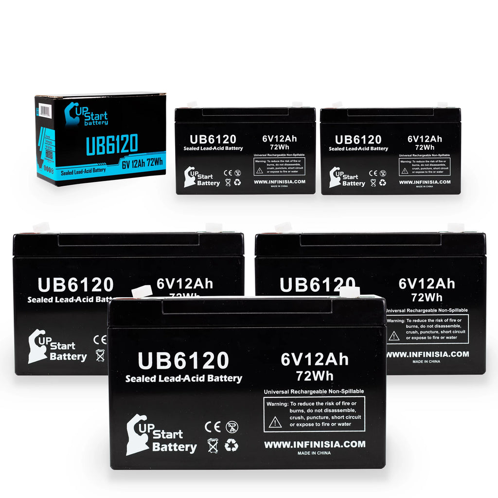 6V 12Ah Sealed Lead Acid Battery with F1 to F2 Terminal Adapters Y1210