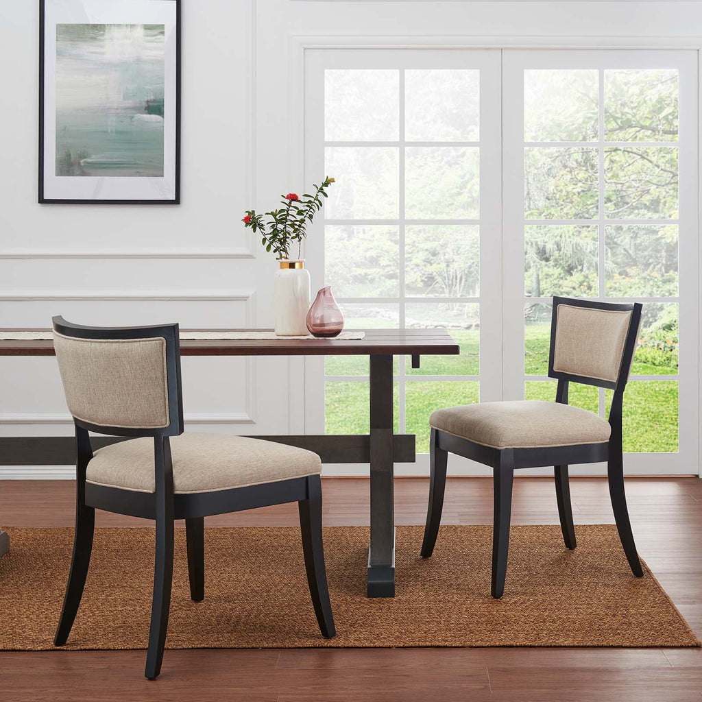 Beige Upholstered Fabric Dining Chairs Set of 2 G46836