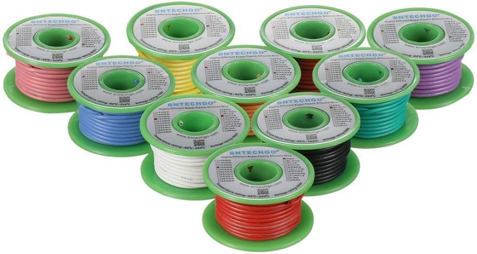 16 Gauge Silicone Wire Kit 10 Color 25 ft Flexible 16 AWG Stranded Tinned Copper Wire Pack of 2 D916