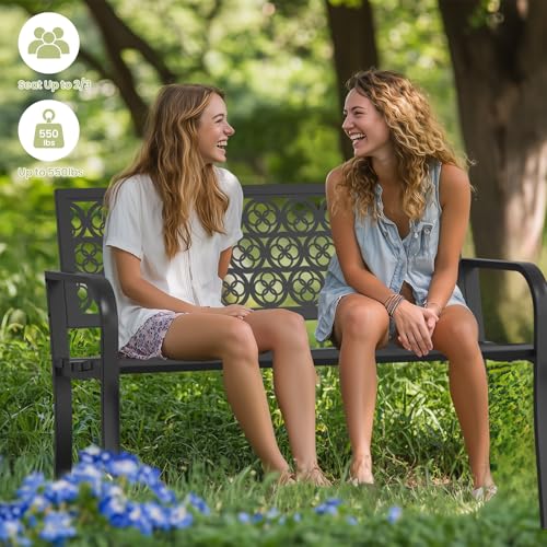 50" Heavy-Duty Metal Weatherproof Outdoor Bench L501