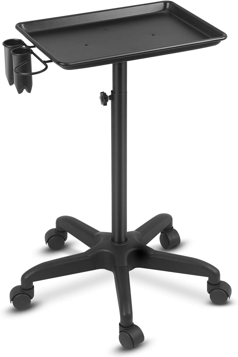 Black Aluminum Salon Tray Cart with Accessory Caddy, Pack of 2 J642