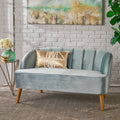 Seafoam Blue Velvet Settee I36018