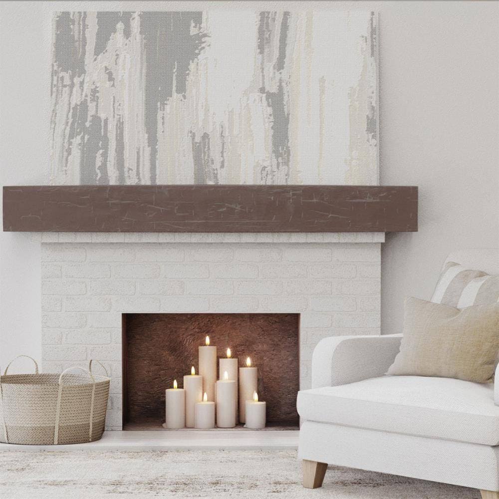 Aged Pecan Hand Hewn Faux Wood Fireplace Mantel P319475