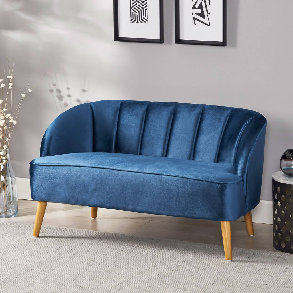 Seafoam Blue Velvet Settee I36018