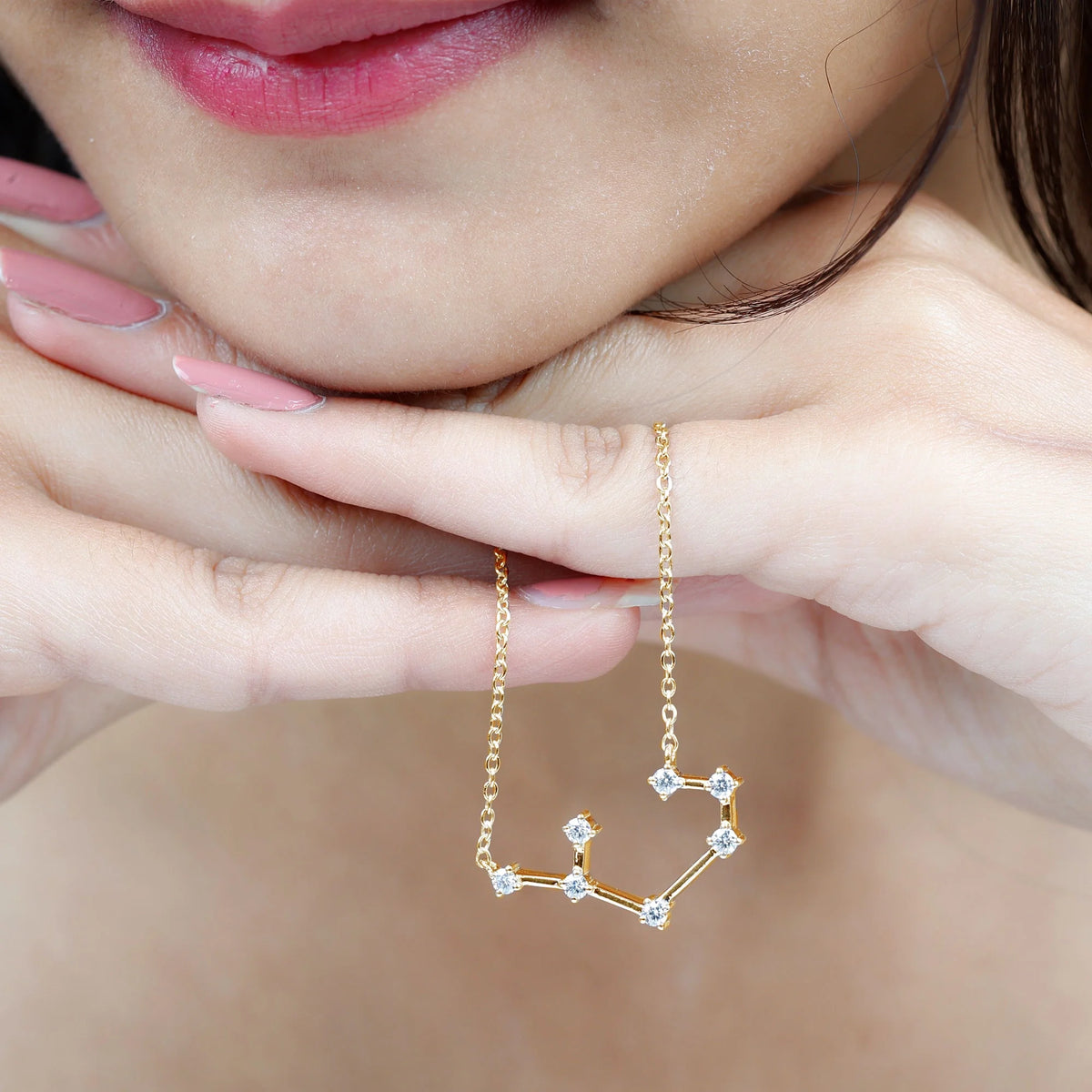10K Yellow Gold Moissanite Zodiac Sagittarius Constellation Necklace U248