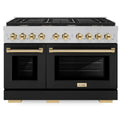 48 6.7 cu. ft. Double Oven Gas Range in Stainless Steel with Black Matte Doors H3196