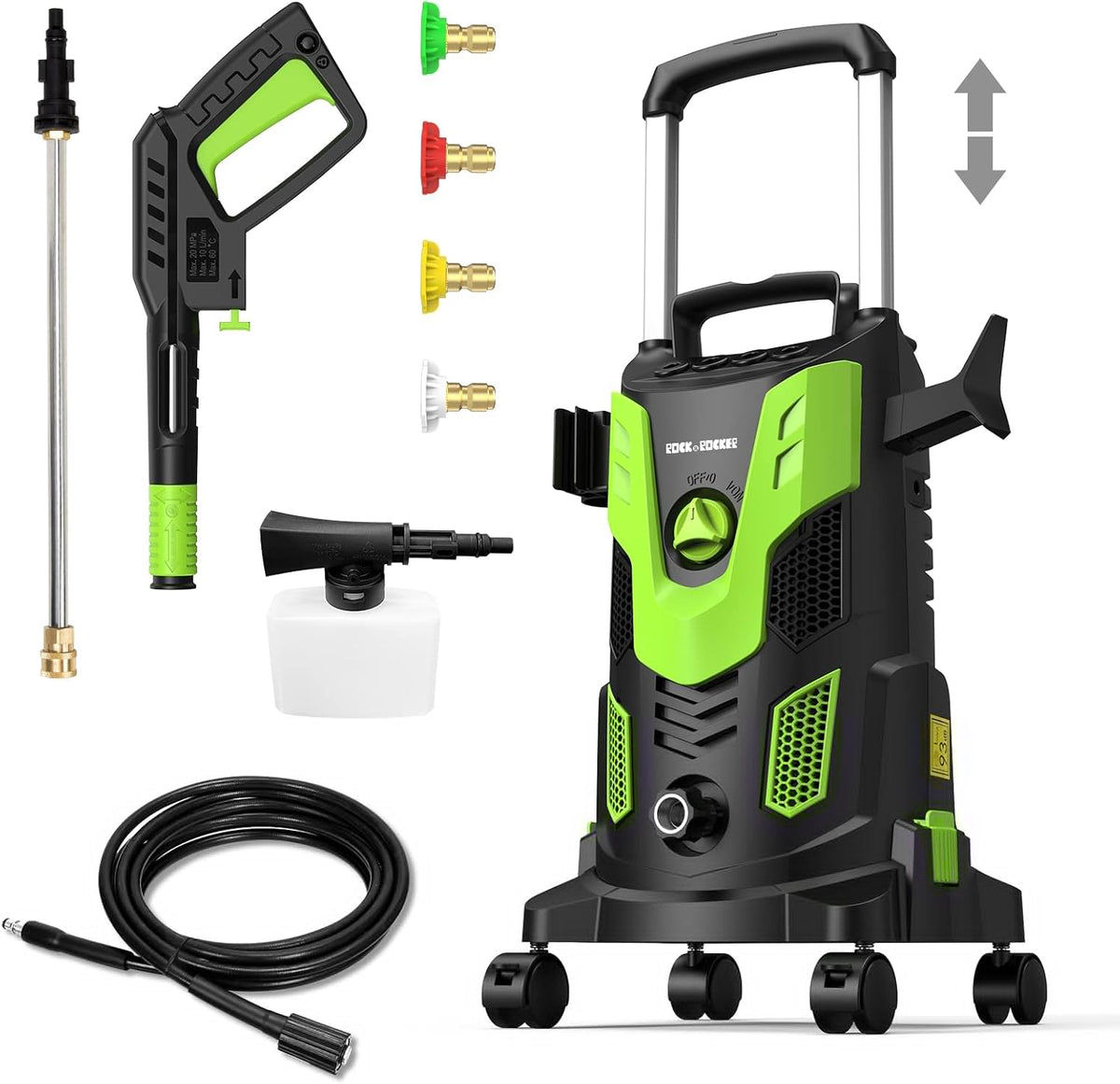 3000PSI 2.5GPM Portable Electric Pressure Washer with 4 Quick Connect Nozzles O882