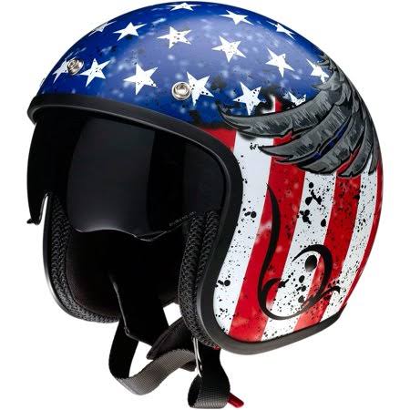 Open Face Helmet Red/Blue/White Medium J211