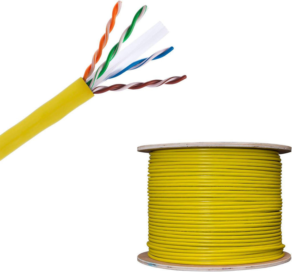 Yellow Cat6 1000 feet CM Bulk Ethernet Cable, Bare Solid Copper UTP, 23 AWG N5219