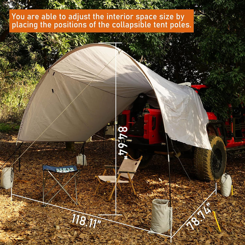 Tear Resistant Tarp Awning Camping Tent with 6 Sandbags I301130