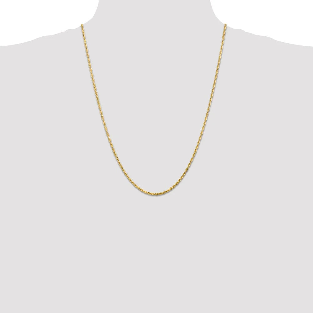 14kt Yellow Gold 2.25mm Diamond Cut Rope Chain 24 inch Lobster Clasp Z15803