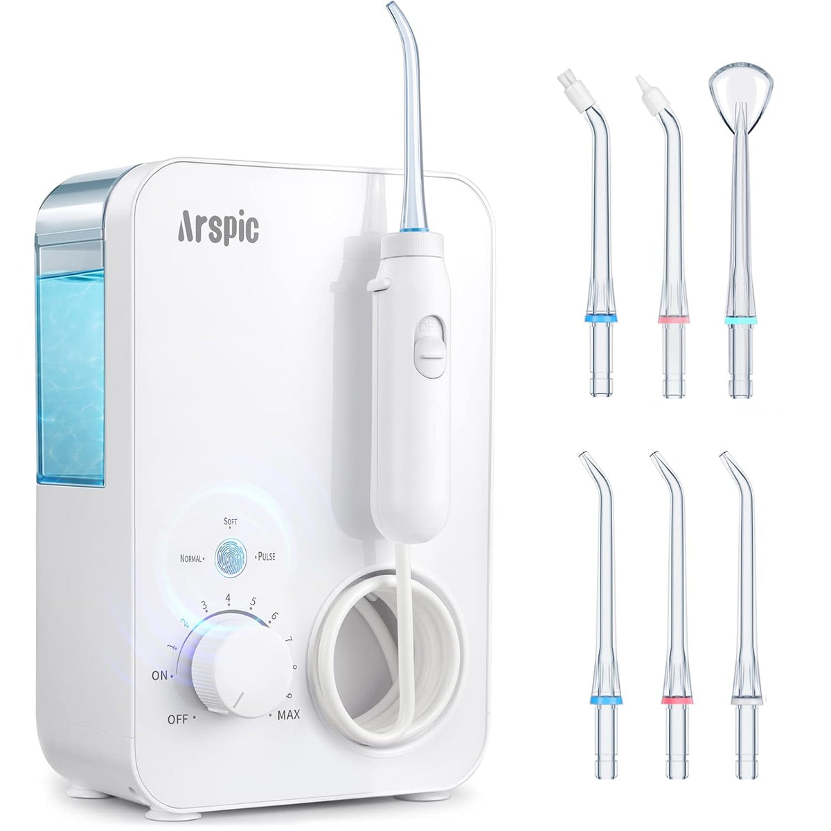 Water Flosser 600ML Oral Irrigator with 3 Flossing Modes, 10 Settings, 7 Tips, Pack of 2 R7193