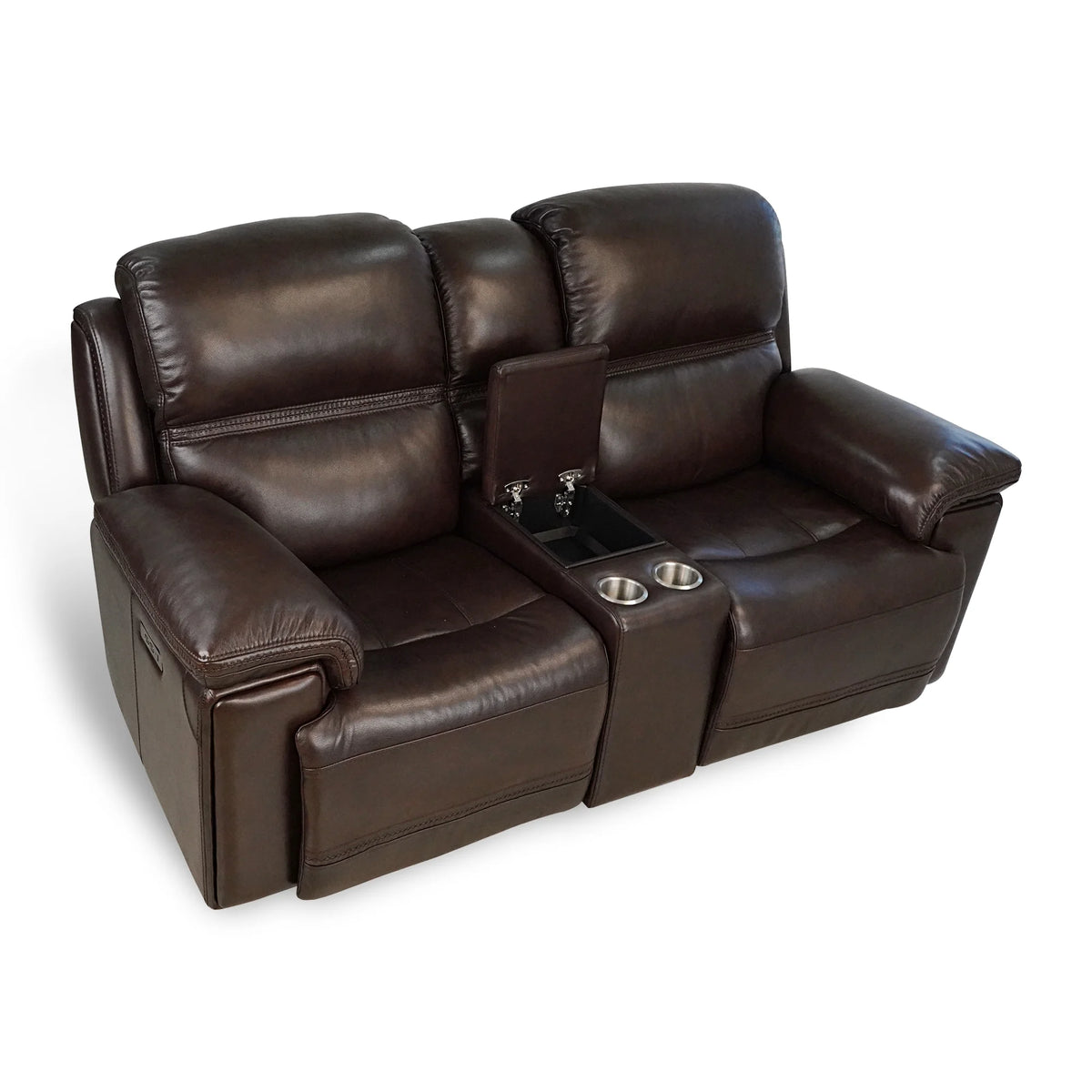 Top Grain Leather Power Reclining Loveseat with Console X2469