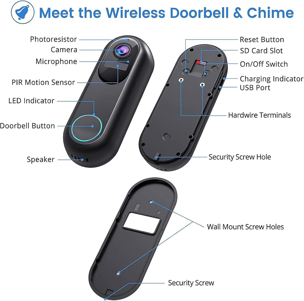 Wireless Video Doorbell Camera with Chime Y846