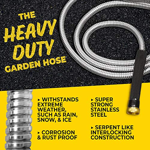 100 Ft Stainless Steel Garden Hose with Nozzle W945361