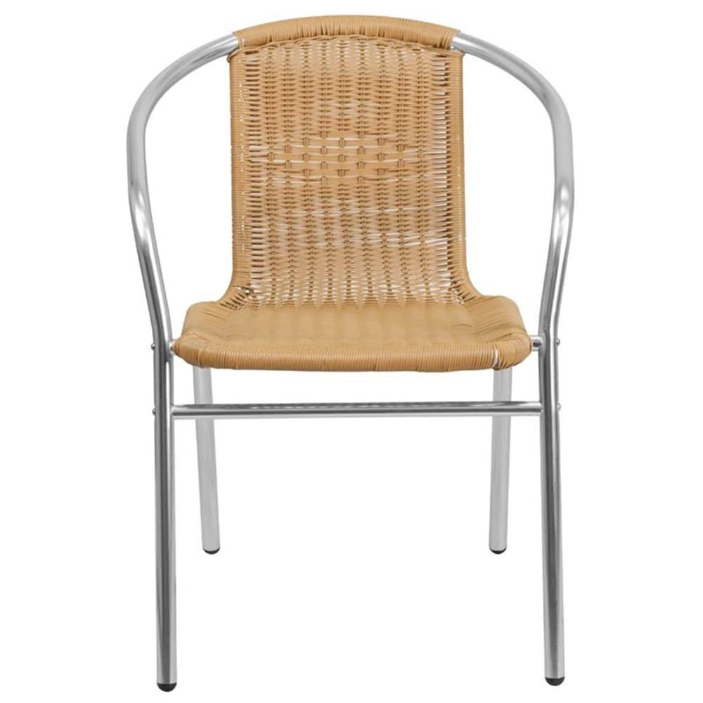 Beige Aluminum and Rattan Stacking Patio Chair U7370