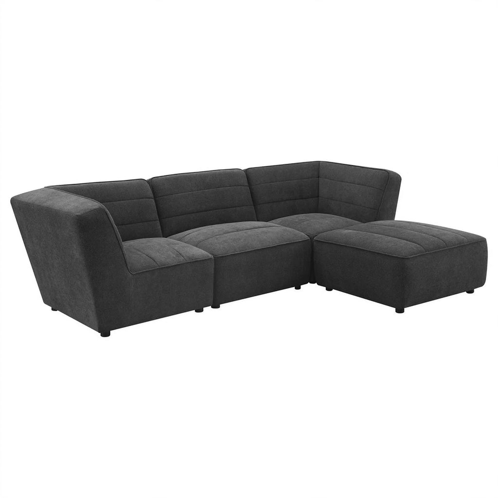 Dark Charcoal Upholstered Square Fabric Ottoman O447