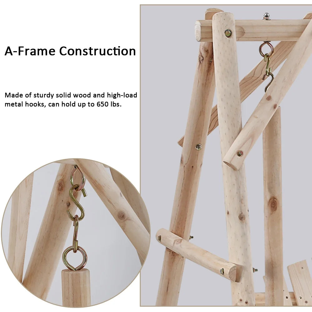 Wooden Swing Chair with A-Frame Stand V245060