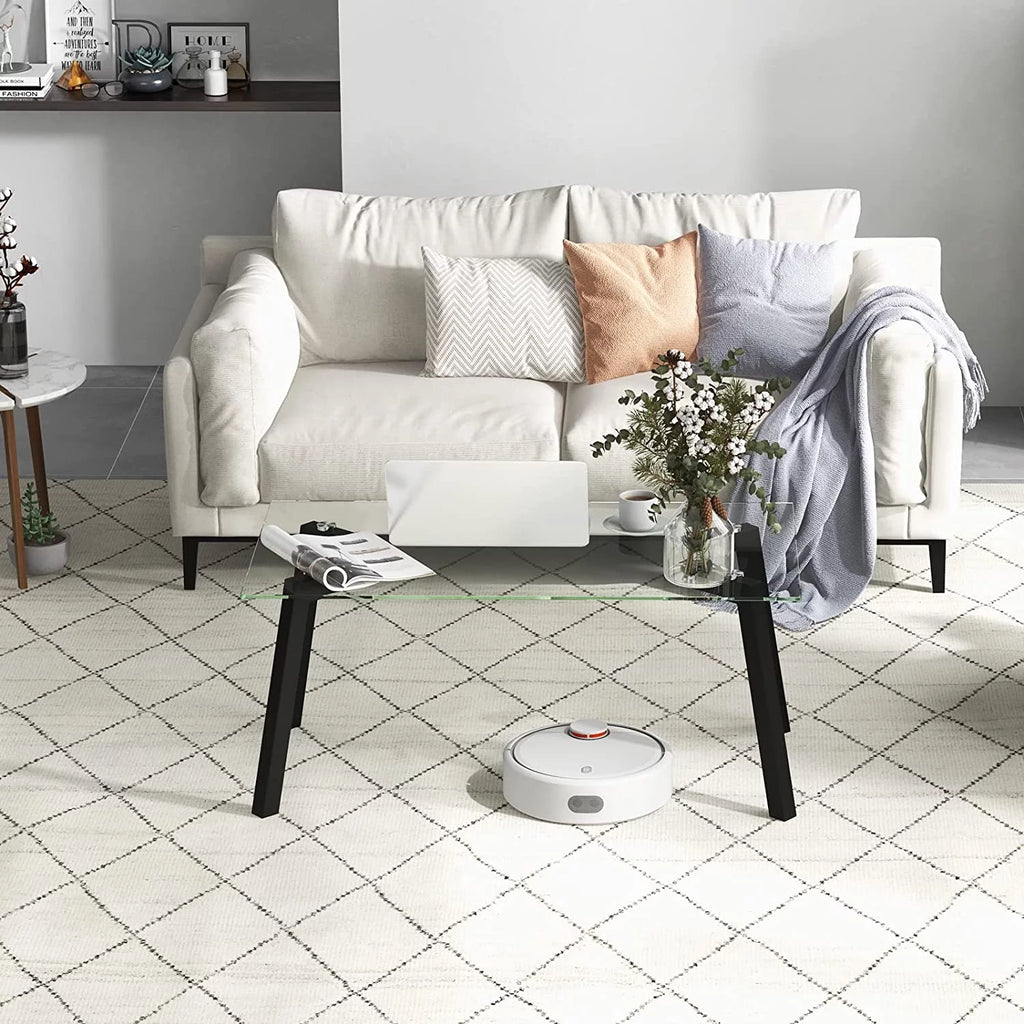 Tempered Glass Coffee Table with Metal Frame Q175987