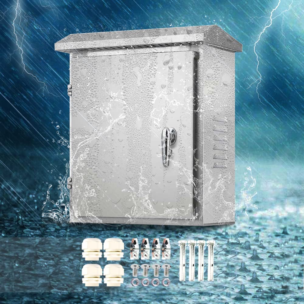 304 Stainless Steel Electrical Box 20'' x 16'' x 8'' IP65 Weatherproof Enclosure with Mounting Plate R46721