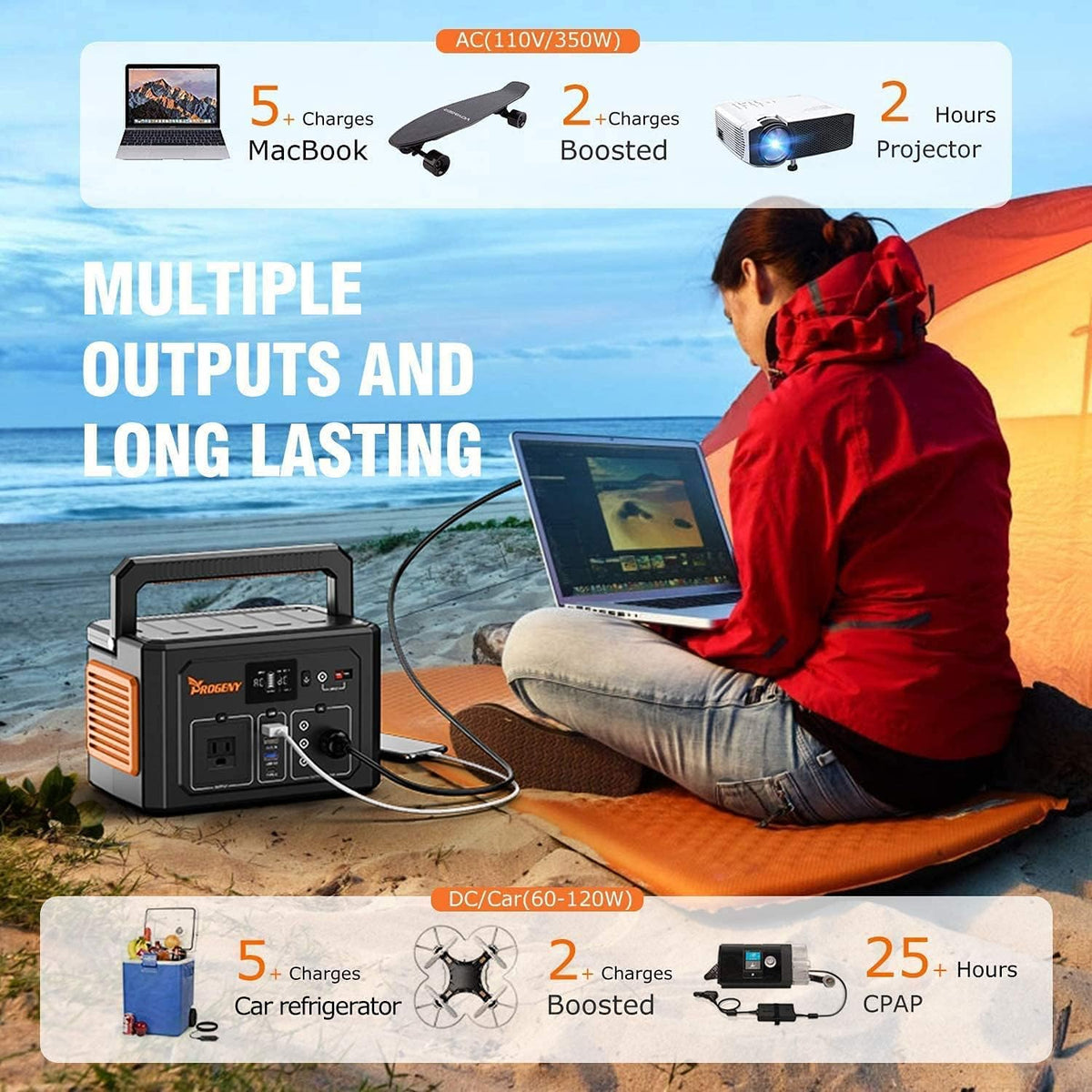 350W Portable Power Station, 288Wh/78000mAh, 110V Pure Sine Wave AC Outlet Z75565