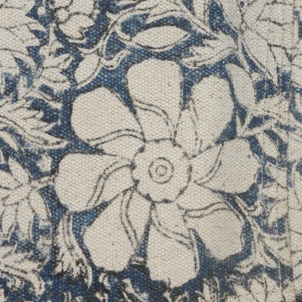 Blue/White/Brown Floral Canvas Faux Leather Butterfly Chair B46750