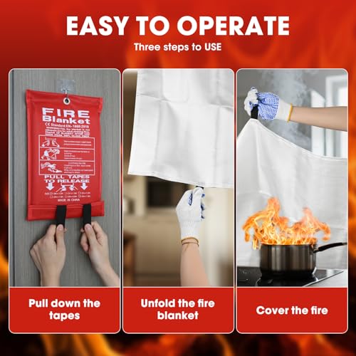 4 Pack 40'' x 40'' Fiberglass Fire Blanket X7365