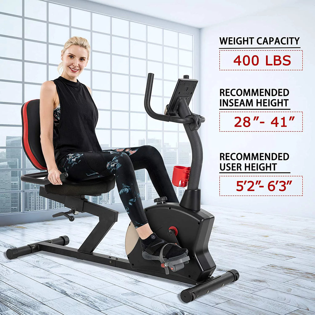Recumbent Exercise Bike 400 lbs. Magnetic Resistance T90123