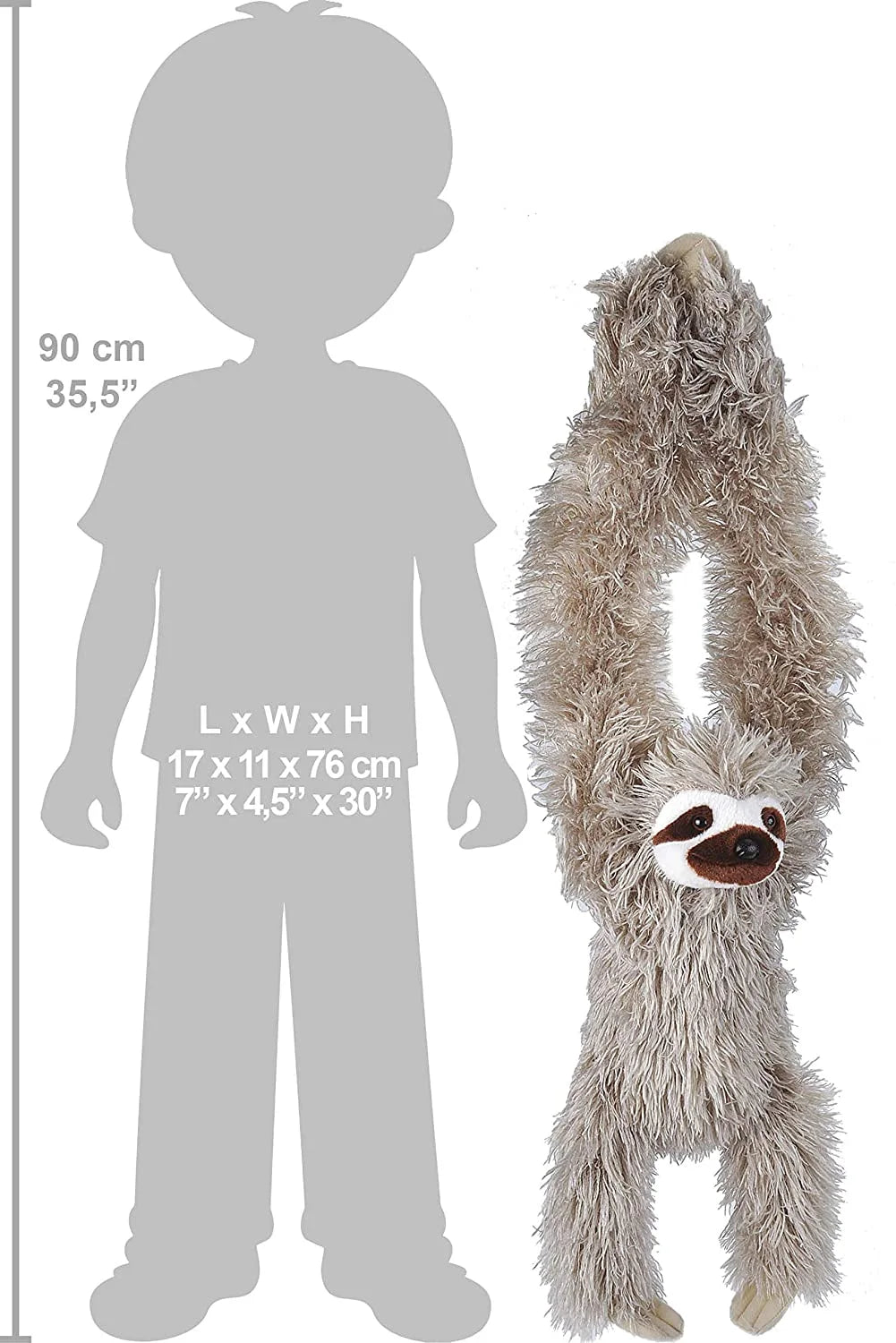 Hanging Three Toed Sloth Plush, 30 inches O853470