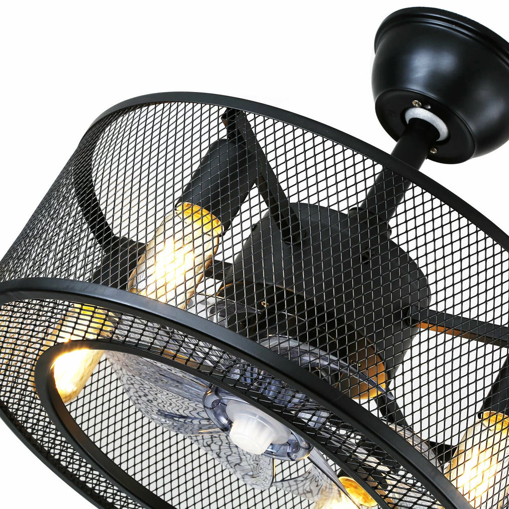 Caged Ceiling Fan Light with Remote K2162