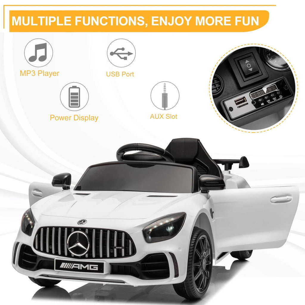 12V Electric Ride on Car Toy with Remote Control, LED Lights, Black G422