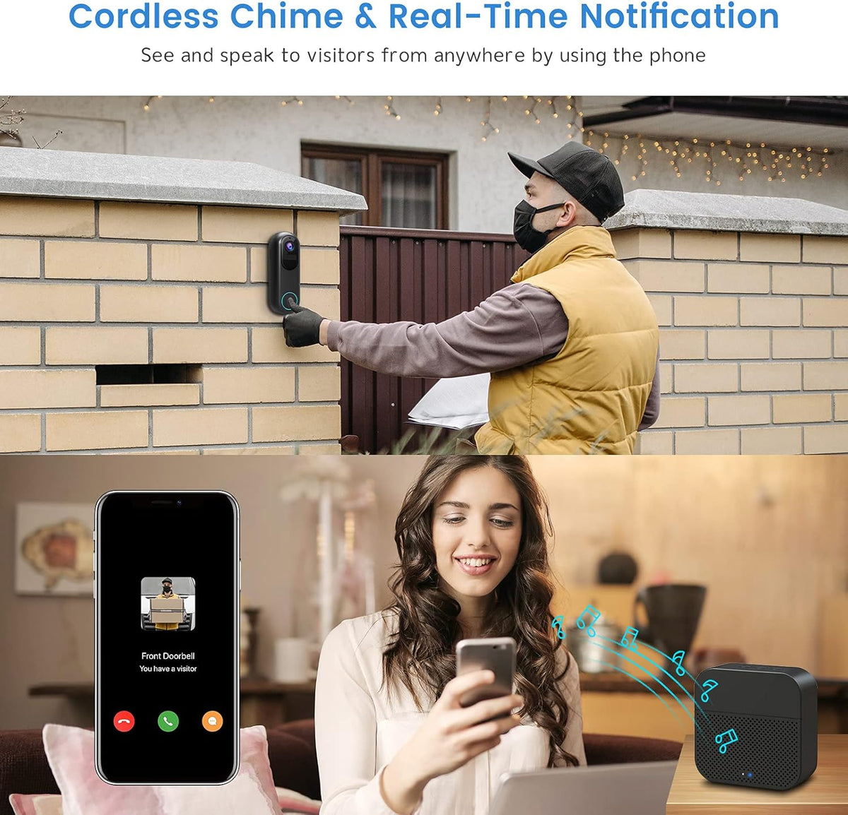 Wireless Video Doorbell Camera with Chime Y846