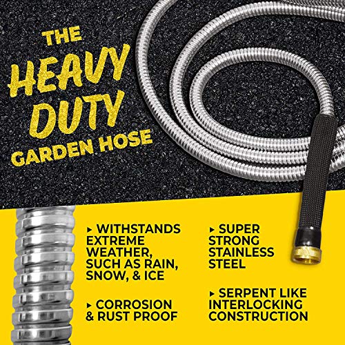 100 Ft Stainless Steel Garden Hose with Nozzle W945361