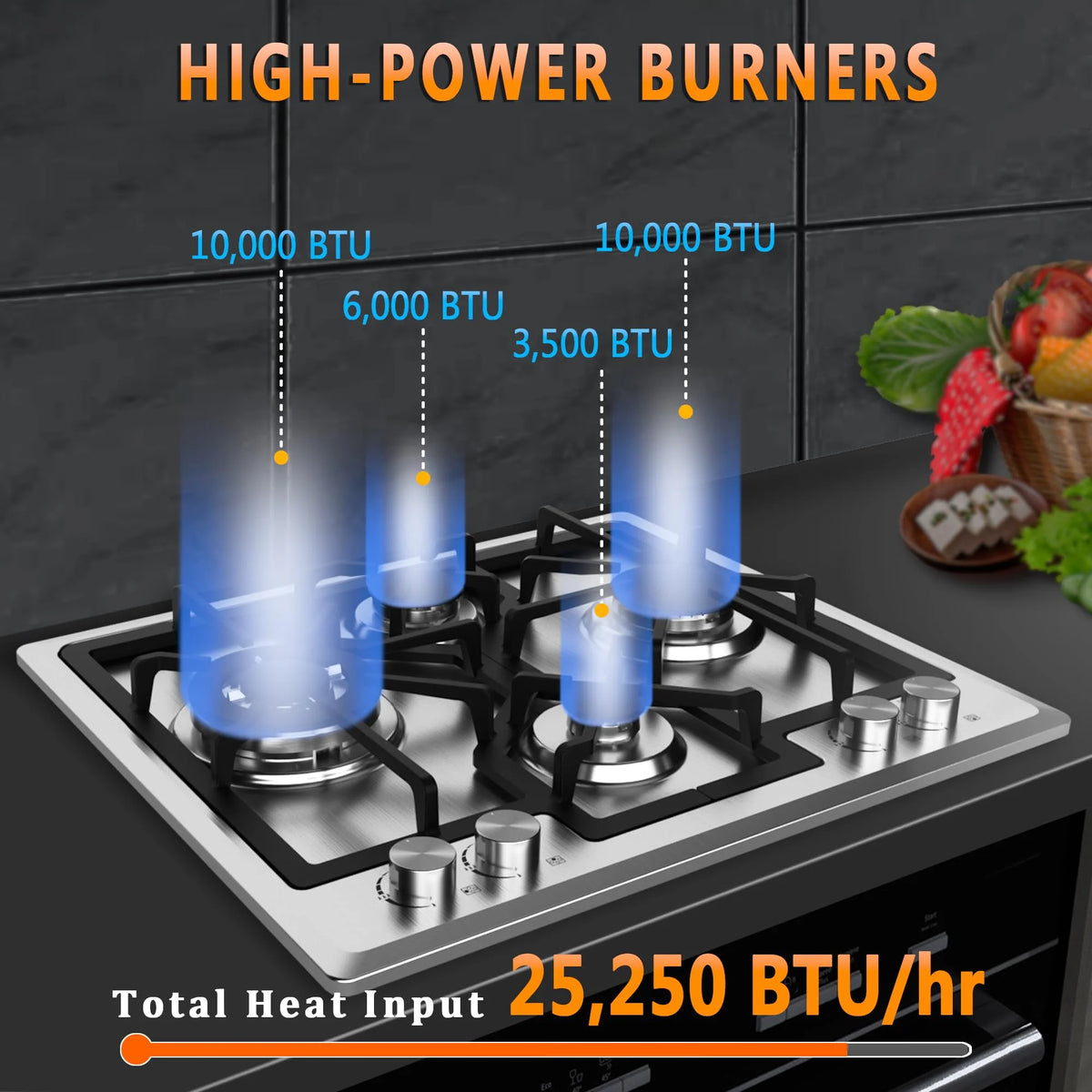 23 inch 4 Burner Stainless Steel Gas Cooktop I40050