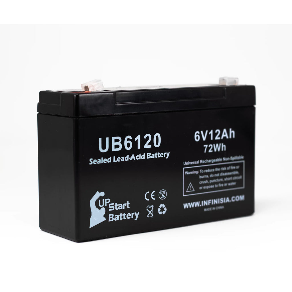 6V 12Ah Sealed Lead Acid Battery with F1 to F2 Terminal Adapters Y1210