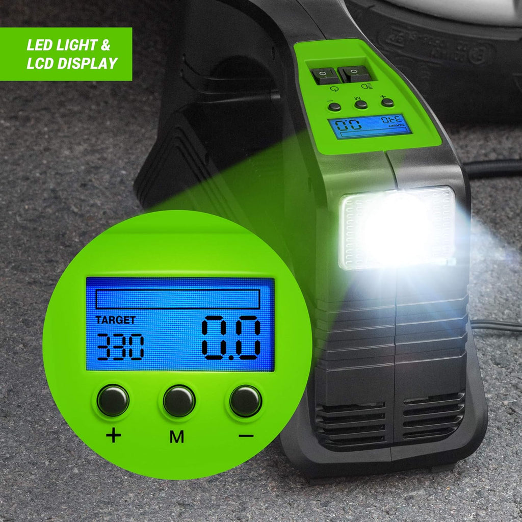 Electric Air Compressor Tire Inflator AC/DC Portable with Digital Pressure Gauge D751378