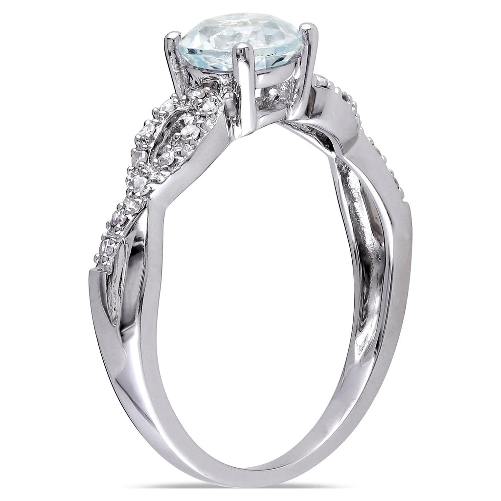 10kt White Gold Aquamarine Diamond Engagement Ring P336867