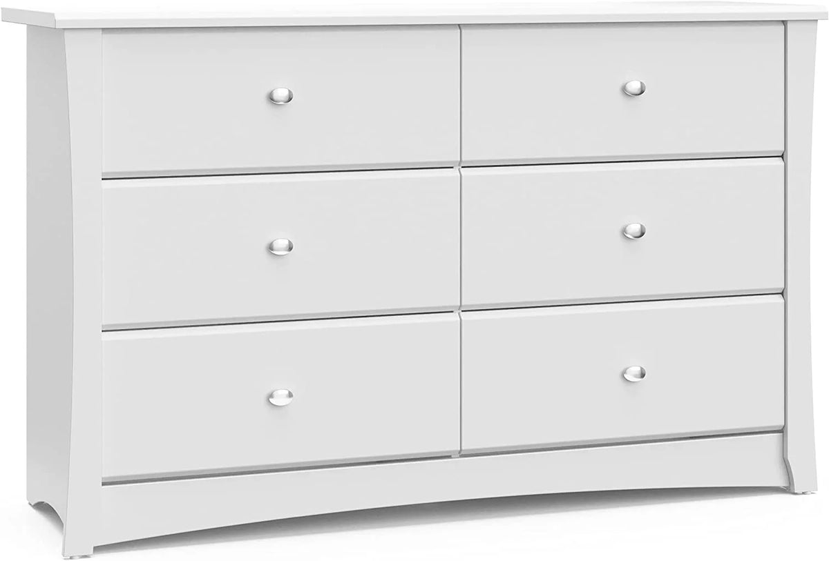White 6 Drawer Double Dresser Y2084