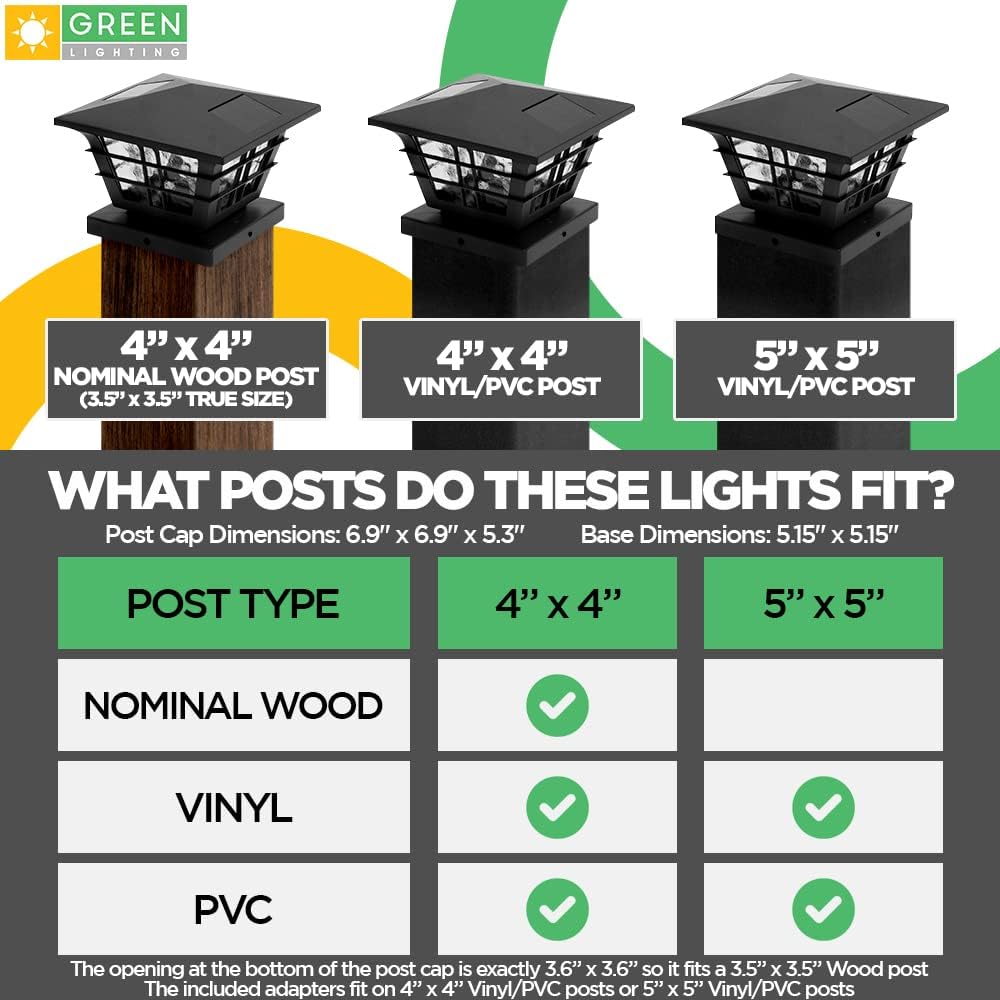 12 Pack Solar Powered Post Cap Light with 4x4 Base Adapter U4878