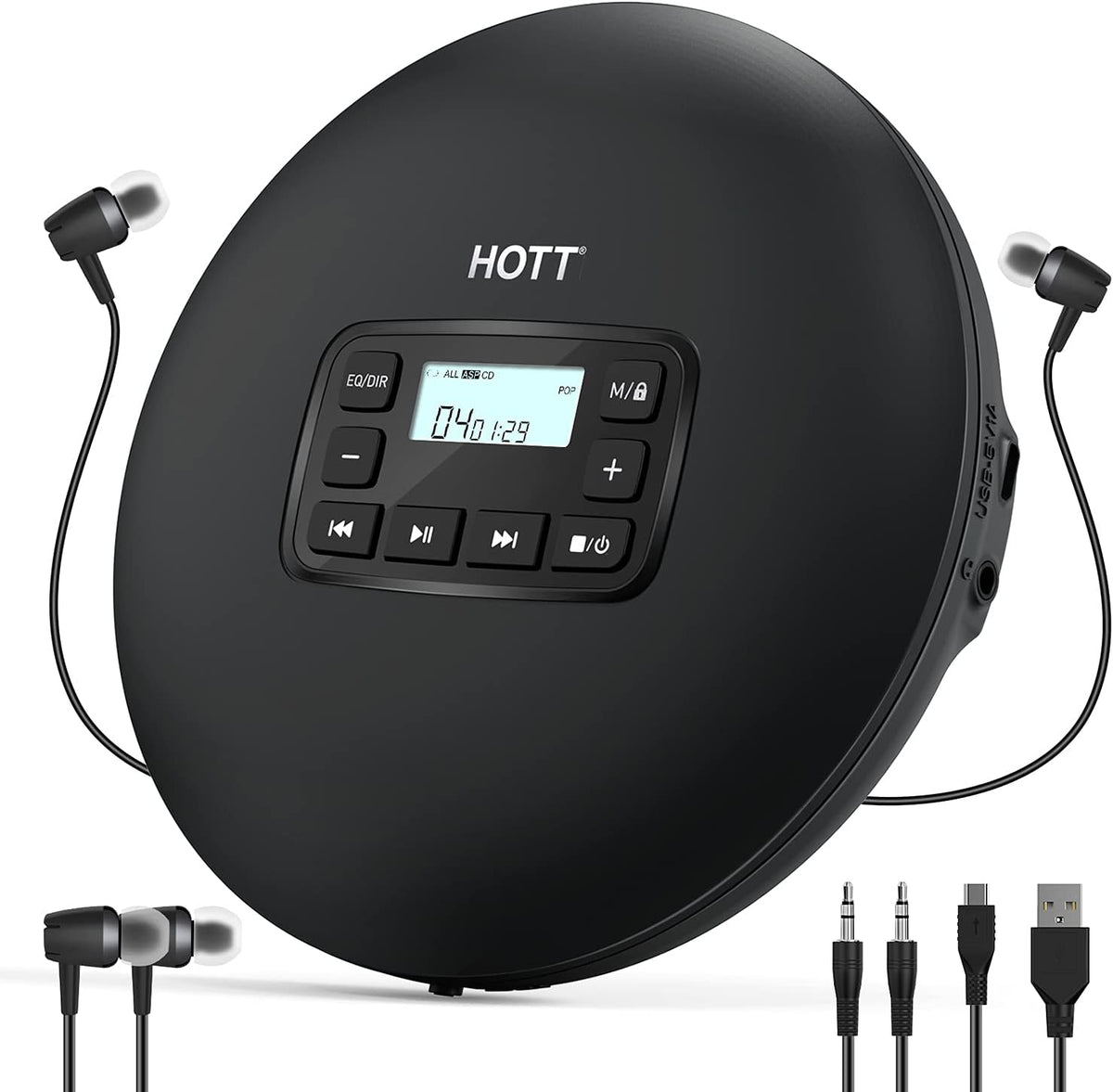Portable CD Player with Stereo Earphones, Black V713987